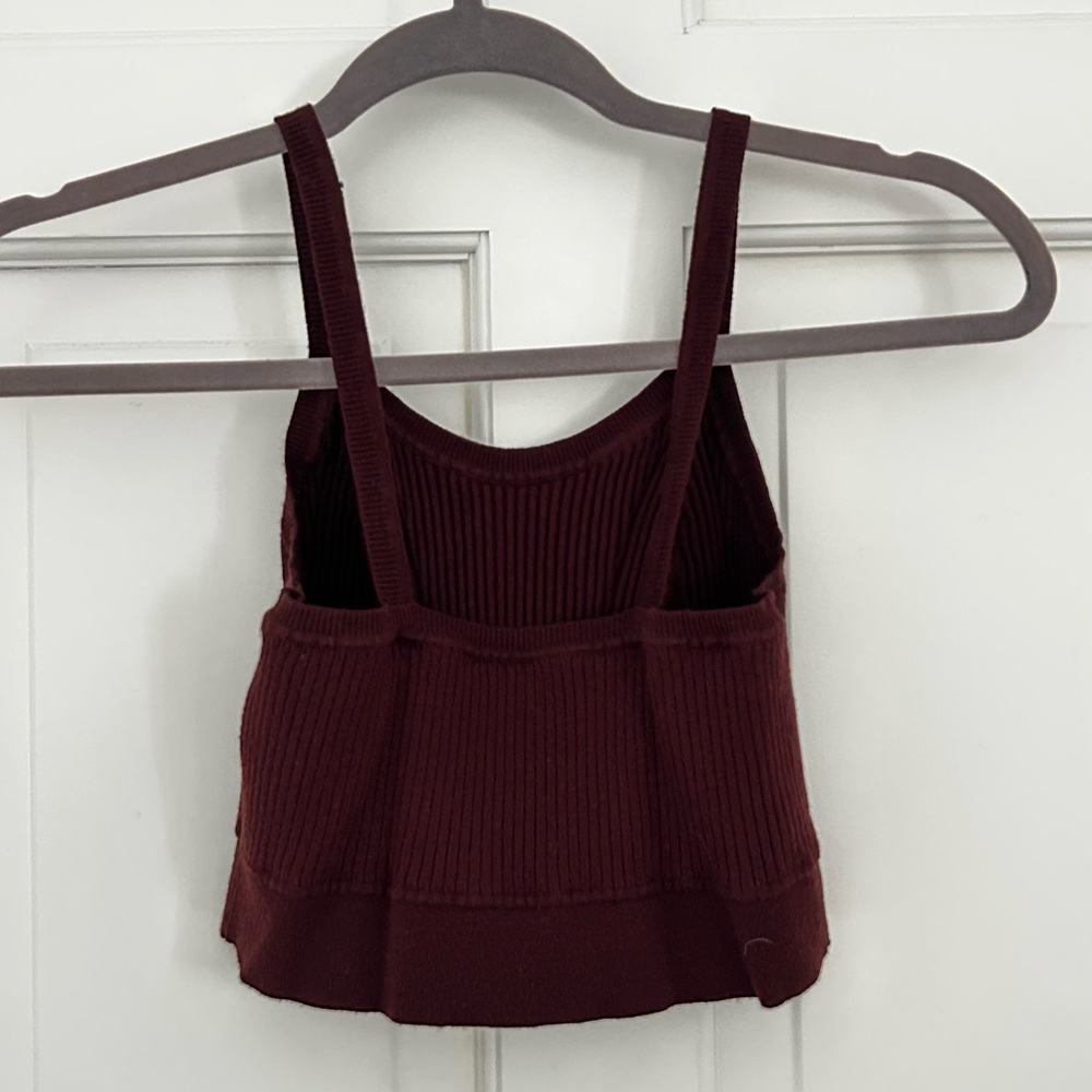 Live The Process Burgundy Ribbed Crop Top - Picture 2 of 4